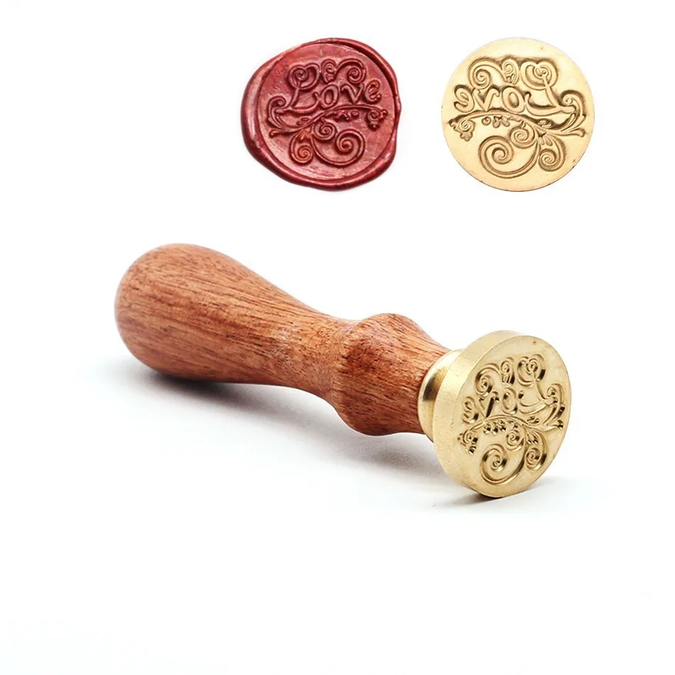 

Sealing Wax Stamp Metal Retro Birthday Card Wood Handle Diy Thank You Fire Paint Seal Wedding Invitations Wax Seal Stamp