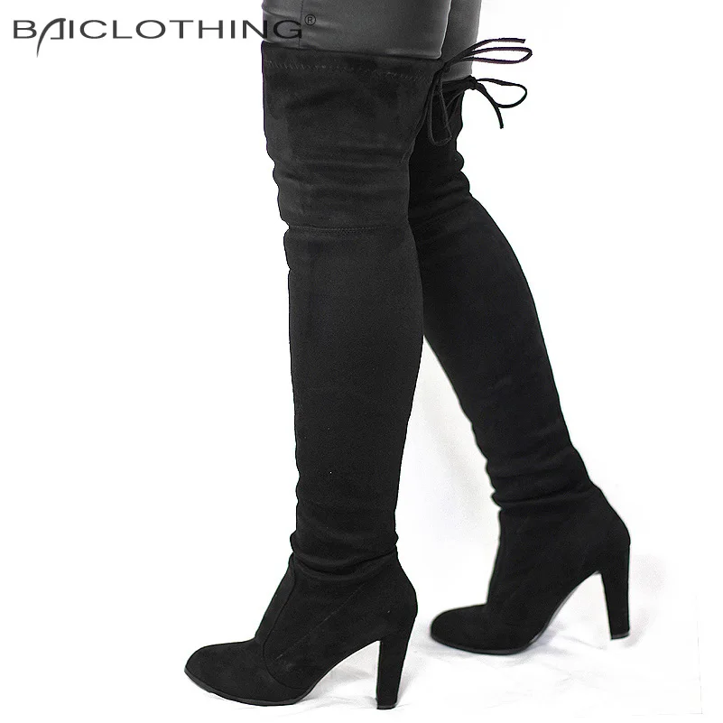Women Faux Suede Thigh High Boots Fashion Over the Knee