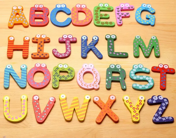 26pcs/set Children Kids English Alphabet Refrigerator Magnets Big Anti-Rust Thickened Baby Wooden Fridge Magnet Sticker lin4525 | Дом и сад