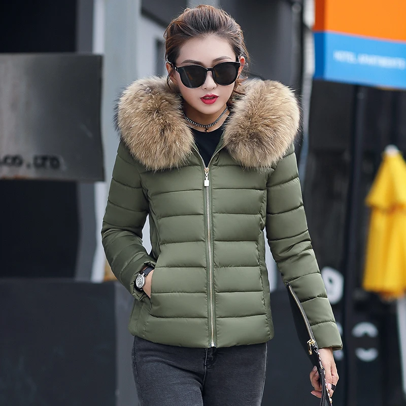 

2018 Winter Jacket women Plus Size Womens Parkas Thicken Outerwear solid hooded Coats Short Female Slim Cotton padded basic tops
