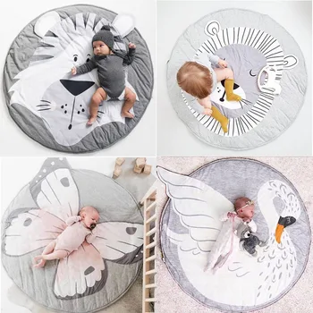 INS Baby Infant Play Mats,Toddler Crawling Cotton Blanket,Round Carpet Rug Toys Mat For Children Room Decor Photo Props 90cm ins thick round baby blanket play game mats pom pom crawling rug children toy mat carpet kids room decor photography props 90cm