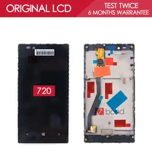 Original 800×480 IPS 4.3 inch Display For NOKIA Lumia 720 LCD with Touch Screen Digitizer Assembly With Fame Front Bezel