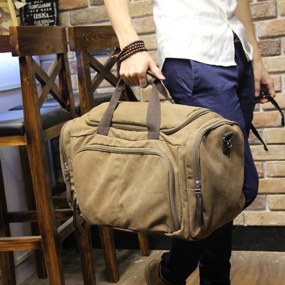 

Vintage Canvas Men Travel Bags Weekend Carry on Luggage & Bags Leisure Duffle Bag Large Capacity Tote Business Bolso