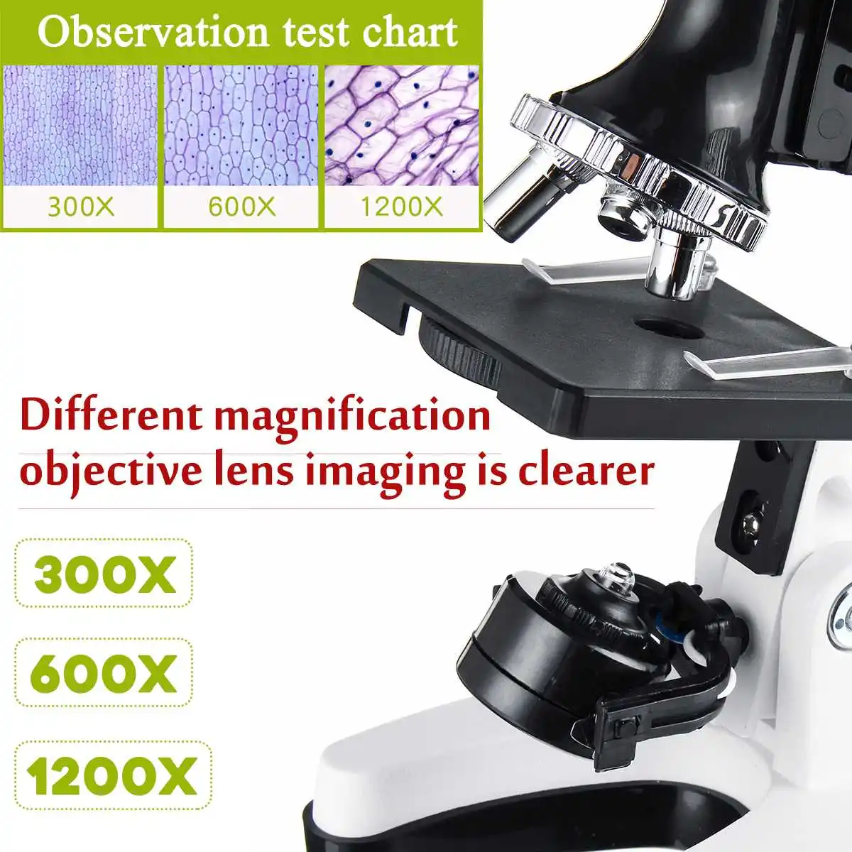 Zeast 300/600/1200X набор для студенческого микроскопа, светодиодный лабораторный набор для дома и школы, обучающая игрушка в подарок, биологический микроскоп для детей, набор инструментов