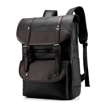 

Men Laptop Backpacks Waterproof Backpack Fashion PU Leather Travel Bag Casual School Bags leather bookbag mochila masculina