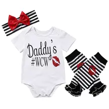 Комплект из 3 предметов, топы для новорожденных девочек, комбинезон+ гетры, повязка на голову, одежда, комплект одежды для малышей