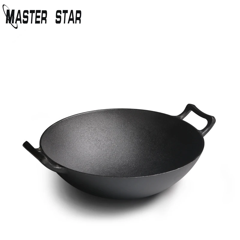 Master Star Cast Iron Wok Cooking Pot No Coating Non stick Original