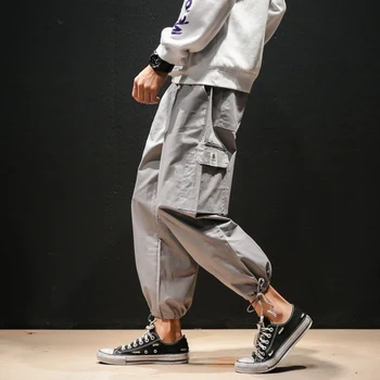 

Winter new joggers men's pants trousers large size tooling military beam foot hip hop streetwear harajuku pants men