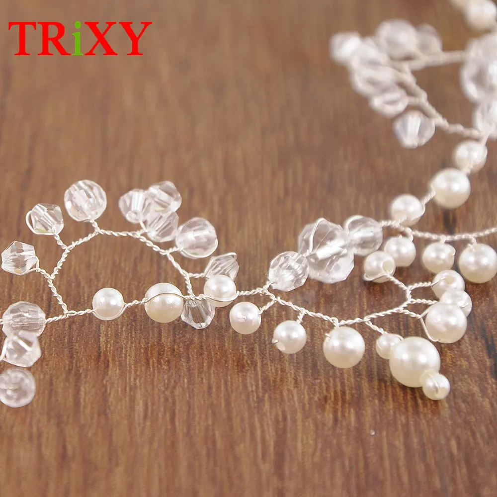 TRiXY H94 Стразы свадебное с жемчужными бусинами аксессуары для волос Флора жемчуг бисер свадебные аксессуары для свадьбы и вечеринки