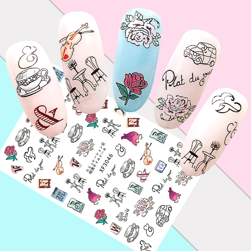 Наклейка s для ногтей маникюр Пион цветок кокосовый парфюм наклейки для ногтей DIY наклейки картинок девушек аксессуары для ногтей японский дизайн ногтей