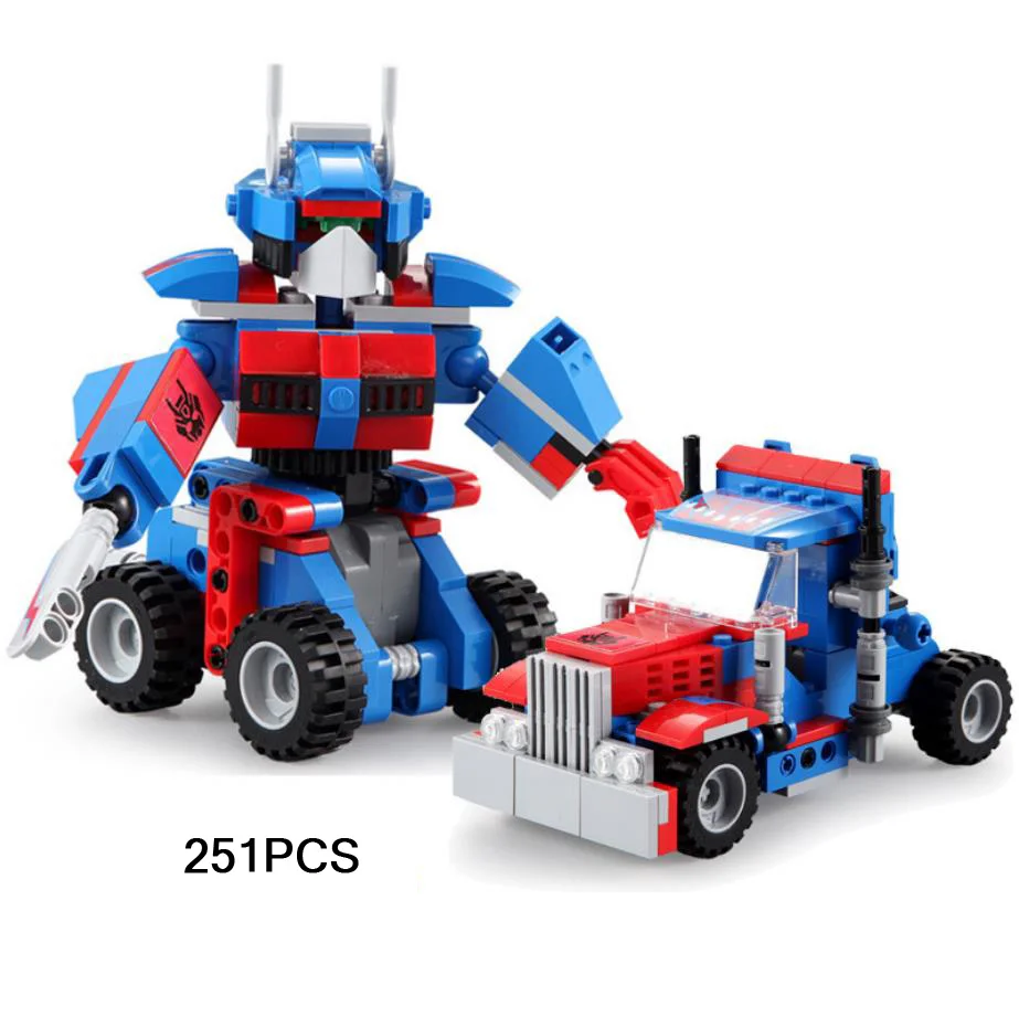 

Hot Technics super Transformation robot Peterbilts 389 Truck head building block pull back toys 2in1 assemable bricks collection