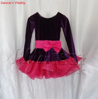 

2018 custom made Winter velvet Latin Dance Dress Dance Women's Dress Latin Skirt Samba Latin Round neck Dance Dresses