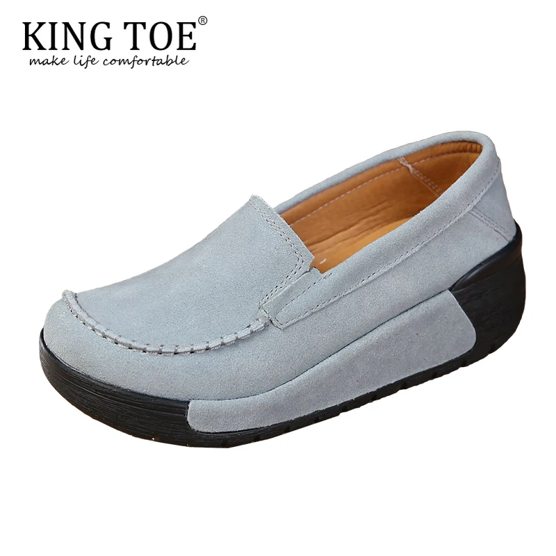 KINGTOE/Женская обувь из натуральной кожи женская на танкетке Zapatos De Mujer повседневная