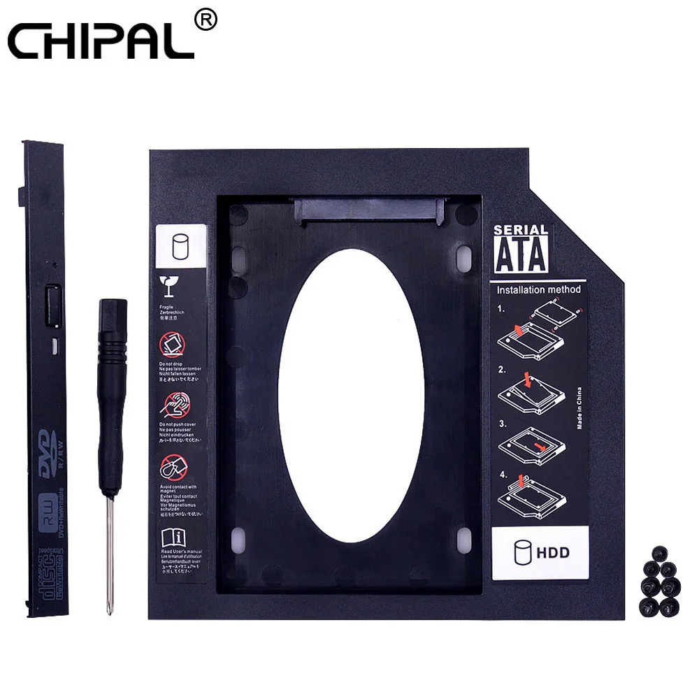 CHIPAL Универсальный второй 2 HDD Caddy 9,5 мм SATA 3,0 для 2,5 ''SSD чехол жесткий диск адаптер для ноутбука CD корпус для ноутбука DVD ROM optibay