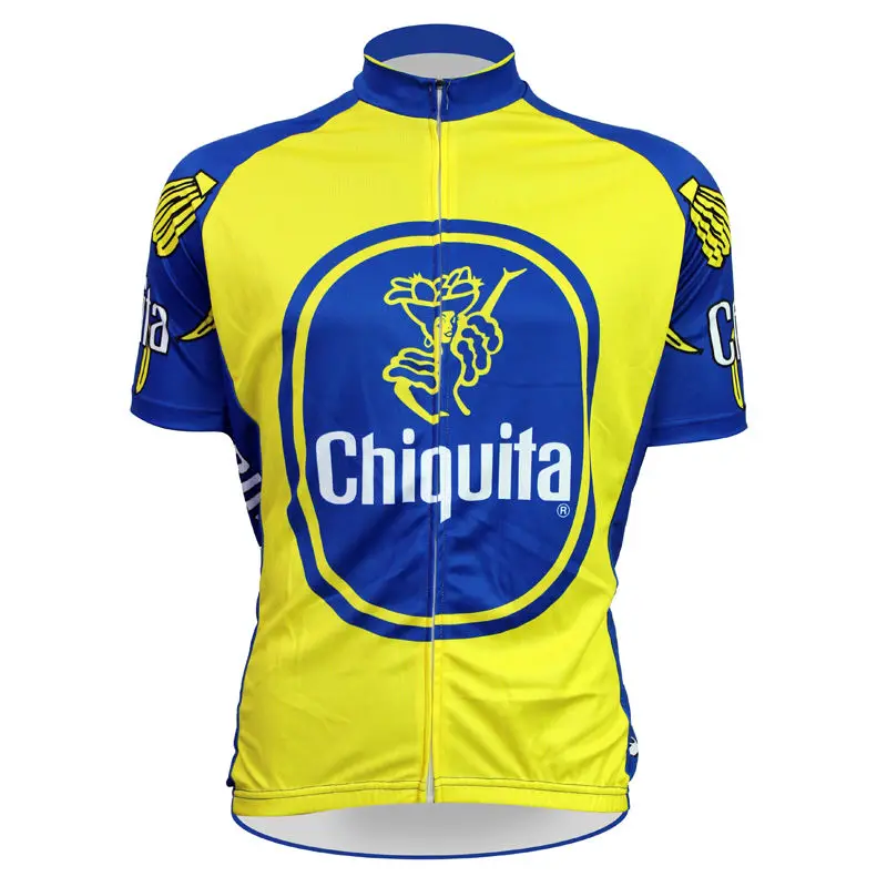 

Alien SportsWear Chiquita Pattern Men Summer Short Sleeve Riding Apparel Yellow Full Zipper Cycling Jersey SizeXS-5XL