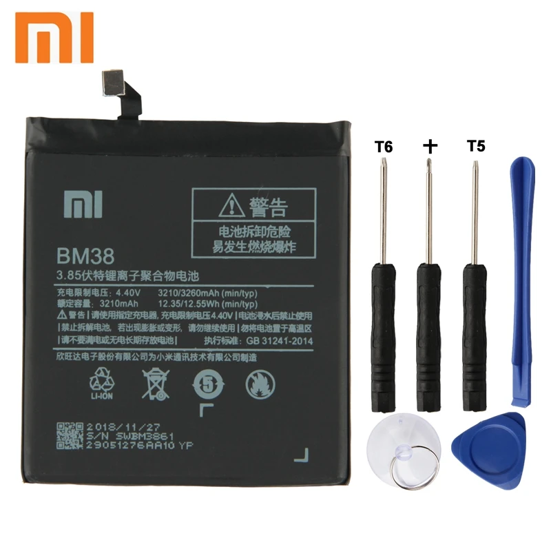 

Xiao Mi Xiaomi Mi BM38 Phone Battery For Xiao mi 4S M4s BM38 3260mAh Original Replacement Battery + Tool