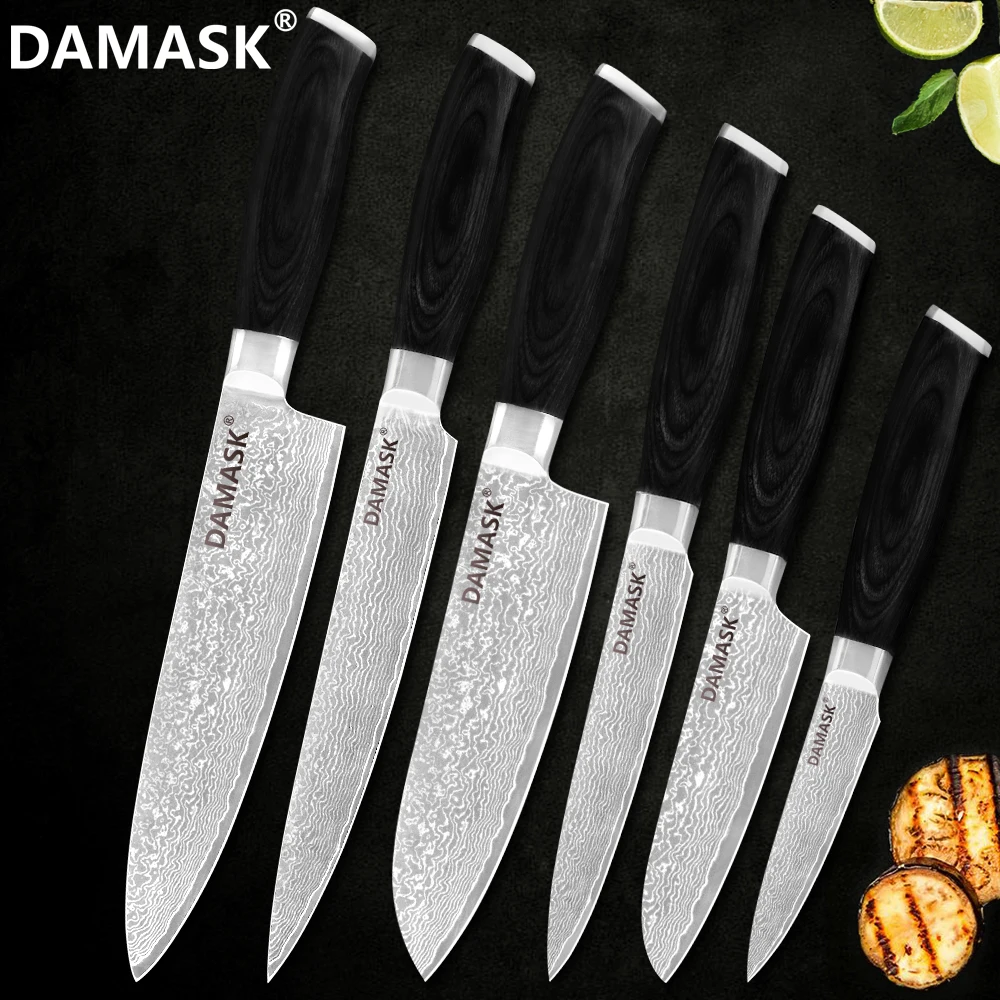 Дамасский кухонный нож DAMASK ножи шеф повара из Японии 8 дюймов нарезка 7 Santoku 5
