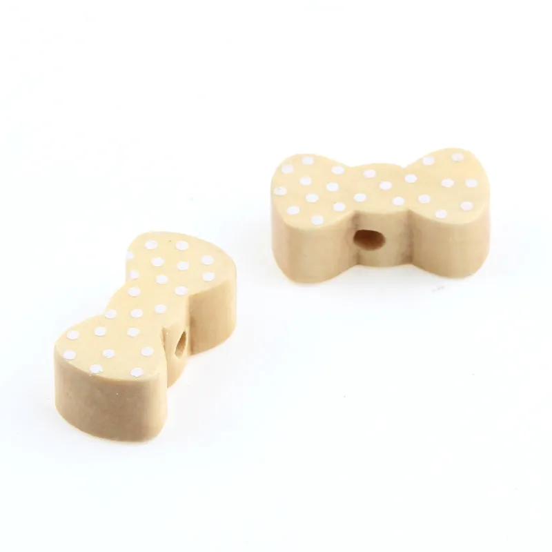 

White spot Tie Wood Beads 30pcs 21x11x7mm Wood Color Wooden Beads for Jewelry Making Handmade Baby Rattle Pacifier clip