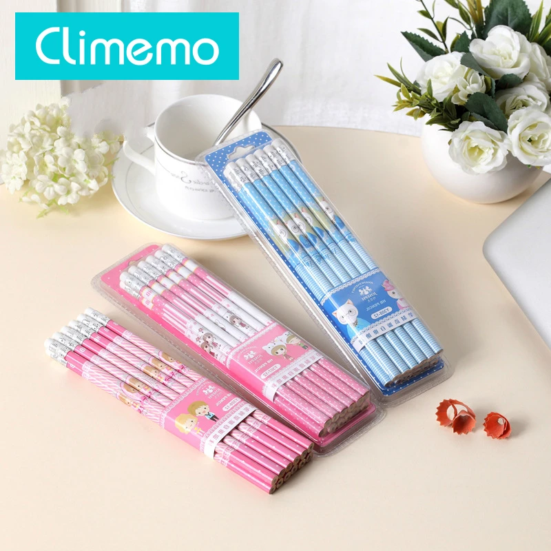 Climemo pencil Cartoon Cute Triangle Black Wood Pencil Pens DIY Office Stationery and Student Supplies Writing Clear kids pencil