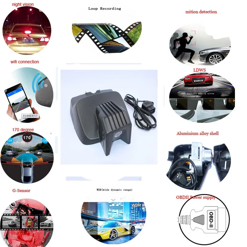 Car DVR Full HD 1080P NT96655 With Motion Detection Night Vision Car Camera Dash Cam For Benz  Free Shipping