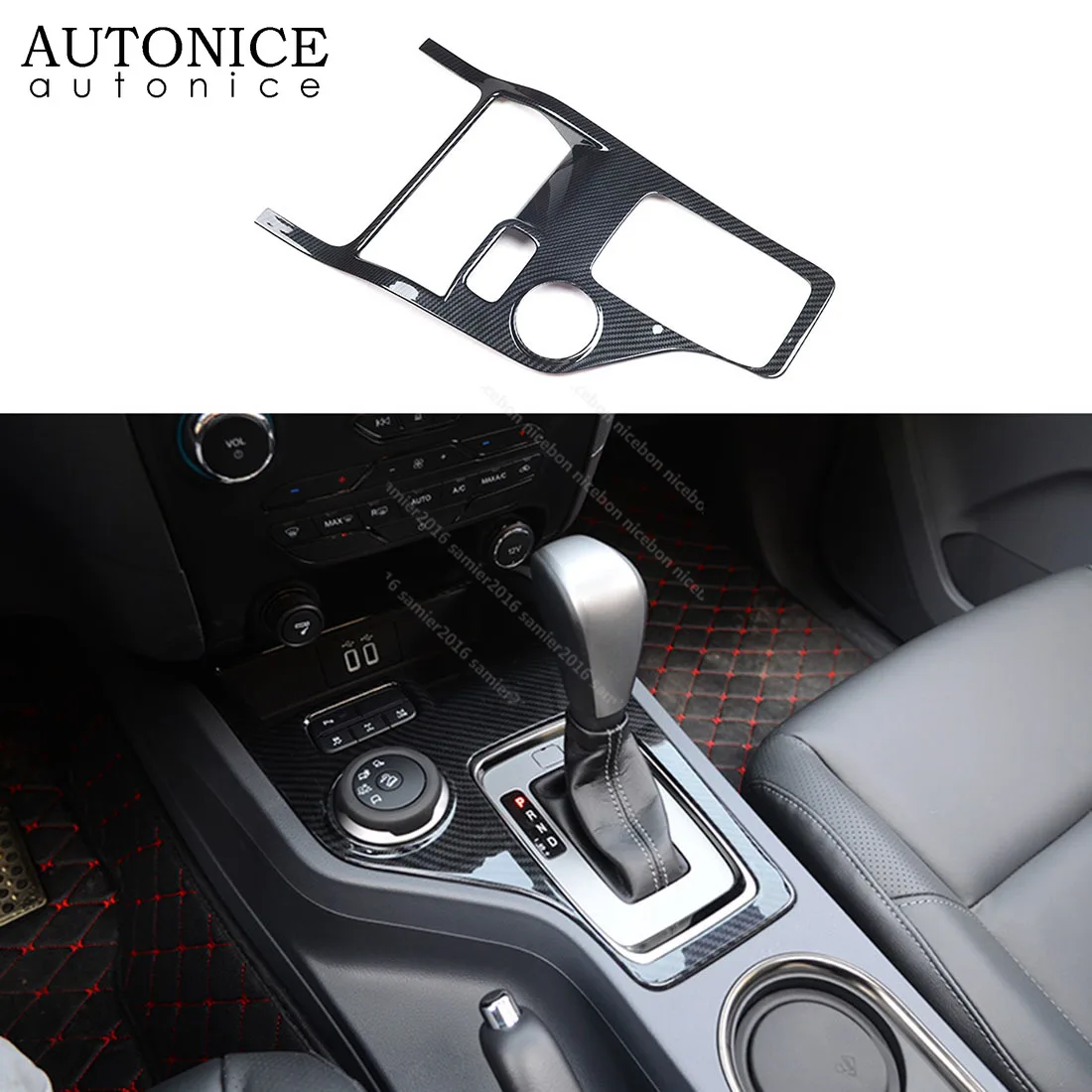 

Carbon fiber color Center Console Button Gear Panel Cover Fit For Ford Everest Endeavour