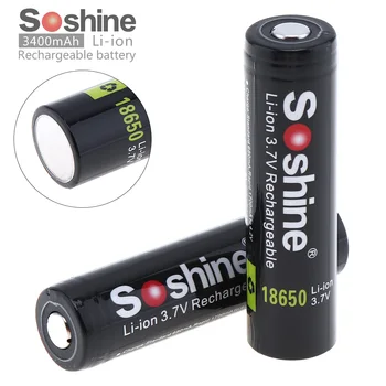 

2pcs Soshine 3.7V 3400mAh 18650 Rechargeble Battery Protected High Discharge Li-ion Lithium Battery for LED Flashlight Headlamp