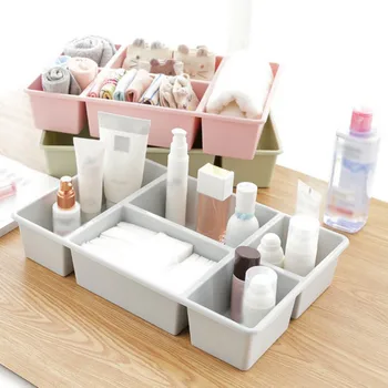 

Storage Boxes Bins Separate Plastic Storage Box Blue Green Pink White 5 Grid Plastic Storage Box Desktop Organizer Holder Drawer