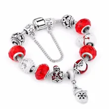 Рождественский подарок, красный браслет с подвесками, женские бусины Санта-Клауса, тонкие браслеты, Женские Ювелирные изделия