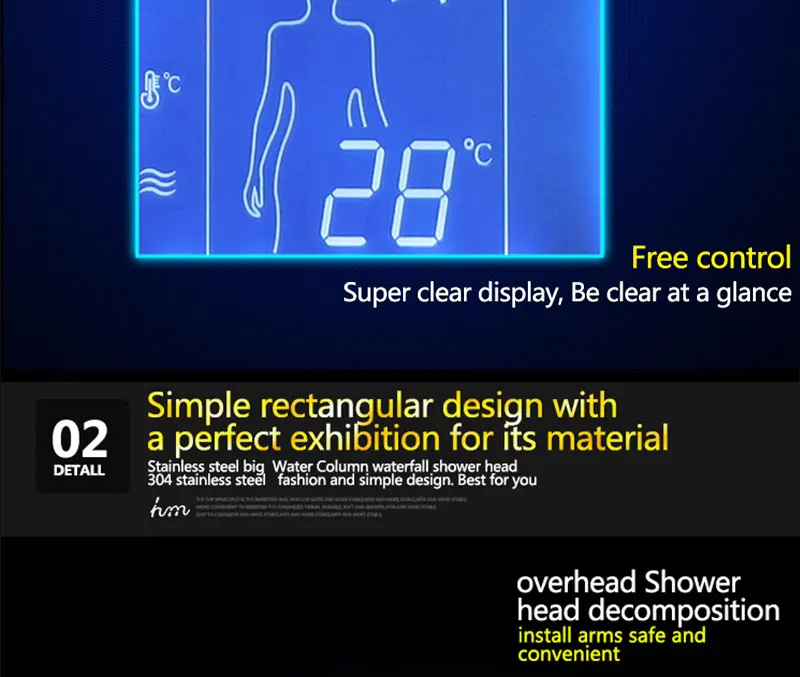 Умный Цифровой экран сенсорный контроллер термостатический клапан душевой набор потолочный Душ Насадка для душа