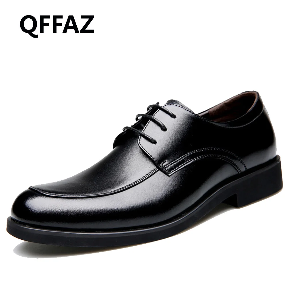 QFFAZ 2018 High Quality Genuine Leather Men's Oxfords Round Toe Lace up Platform British Designer Dress Wedding Flats Shoes | Обувь