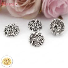 31600) 50 шт. 14 мм, Высота 8,5 мм античный серебряный сплав цинка кисточки колпачки Diy ювелирных изделий Аксессуары оптом