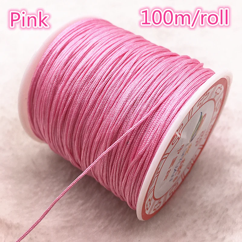 

100M/Roll 0.8mm Pink Nylon Cord Thread Chinese Knot Macrame Cord Bracelet Braided String DIY Tassels Beading Thread