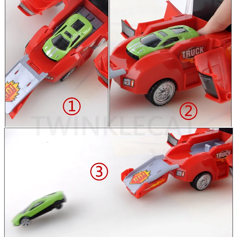 Toy Truck Carrier with 6-12 Mini Alloy Cars - Transport Car Toys Trucks for Kids - Great Gift for Boys and Girls - Toy Vehicles image 3