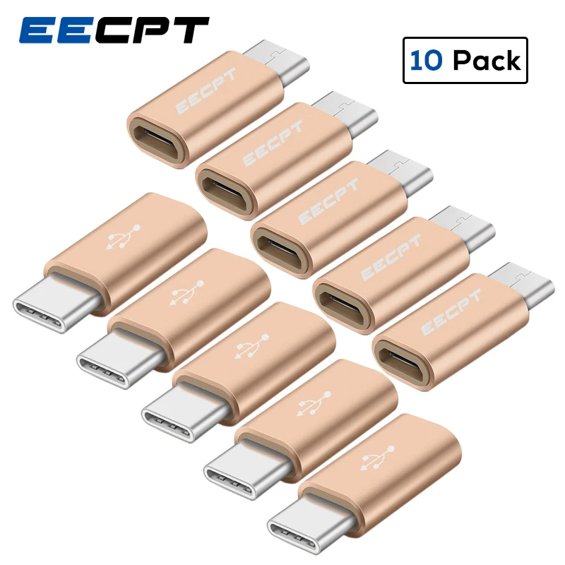 

EECPT 10 Pack OTG Type C Adapter USB C to Micro USB OTG Cable Type-C Adapter Connector for Macbook Samsung S9 S8 Huawei P20 P10
