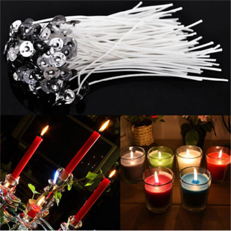Durable Candle Wicks Cotton Core Waxed With Sustainers For DIY Making