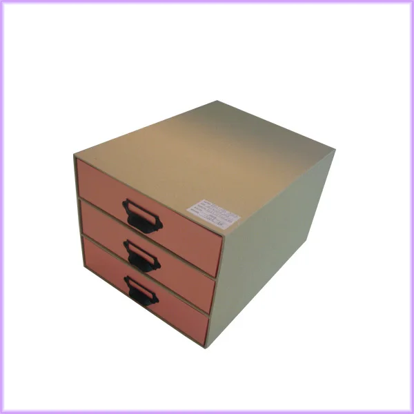 Kraft Paper Cardboard Office Desk Storage 3 Layer Drawer Box In