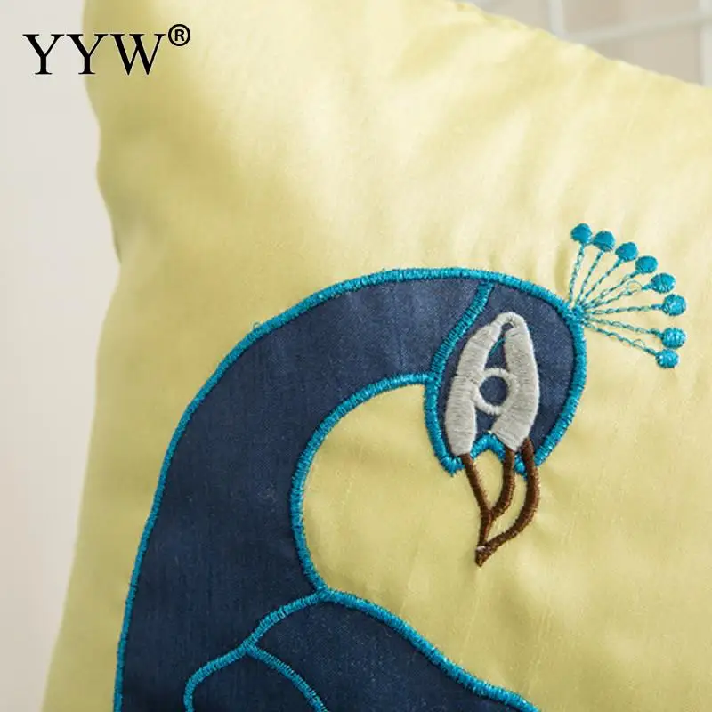 Peacock Crafts Sofa Cushion Cover Polyester Throw Pillow Case Living Room Home Art Bed Head Pillow Back Lumbar Yellow Pillow