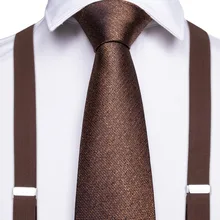 DiBanGu, новинка, коричневые подтяжки унисекс для взрослых, мужские, 3,5, ширина, 6 зажимов, подтяжки, мужской галстук, набор, регулируемые эластичные подтяжки, BD011-7136