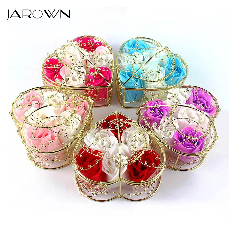 Позолоченная железная корзина JAROWN 6 шт. мыльные цветы Рождественский креативный