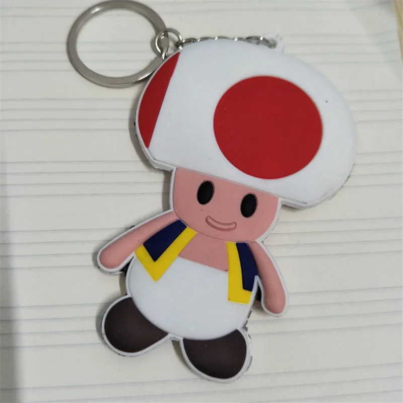 Super Mario Bros. Figures Toys Game Cartoon Luigi Mario Dinosaur Yoshi Princess Mushroom PVC Keychain Dolls Key Bag Pendant (10)