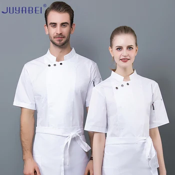 

New Restaurant Chef Unisex Uniform Food Service Hotel Kitchen Short Sleeve Chef Shirt Bakery Canteen Summer Breathable Workwear