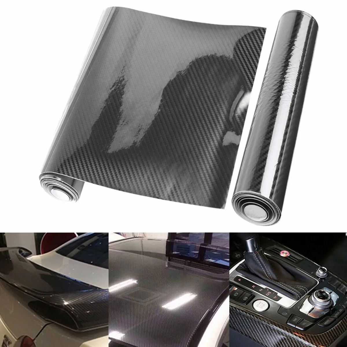 

Car Styling Car Sticker 5D Carbon Fiber Vinyl film Shinny Glossy Interior Wrap Decal DIY Car Motorcyle Automobiles Sticker
