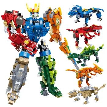 

War 5 in 1 Arthur Warlord Transformation Robot Integrated Jurassic world Set Dinosaur building blocks kit Bricks kids toys boys