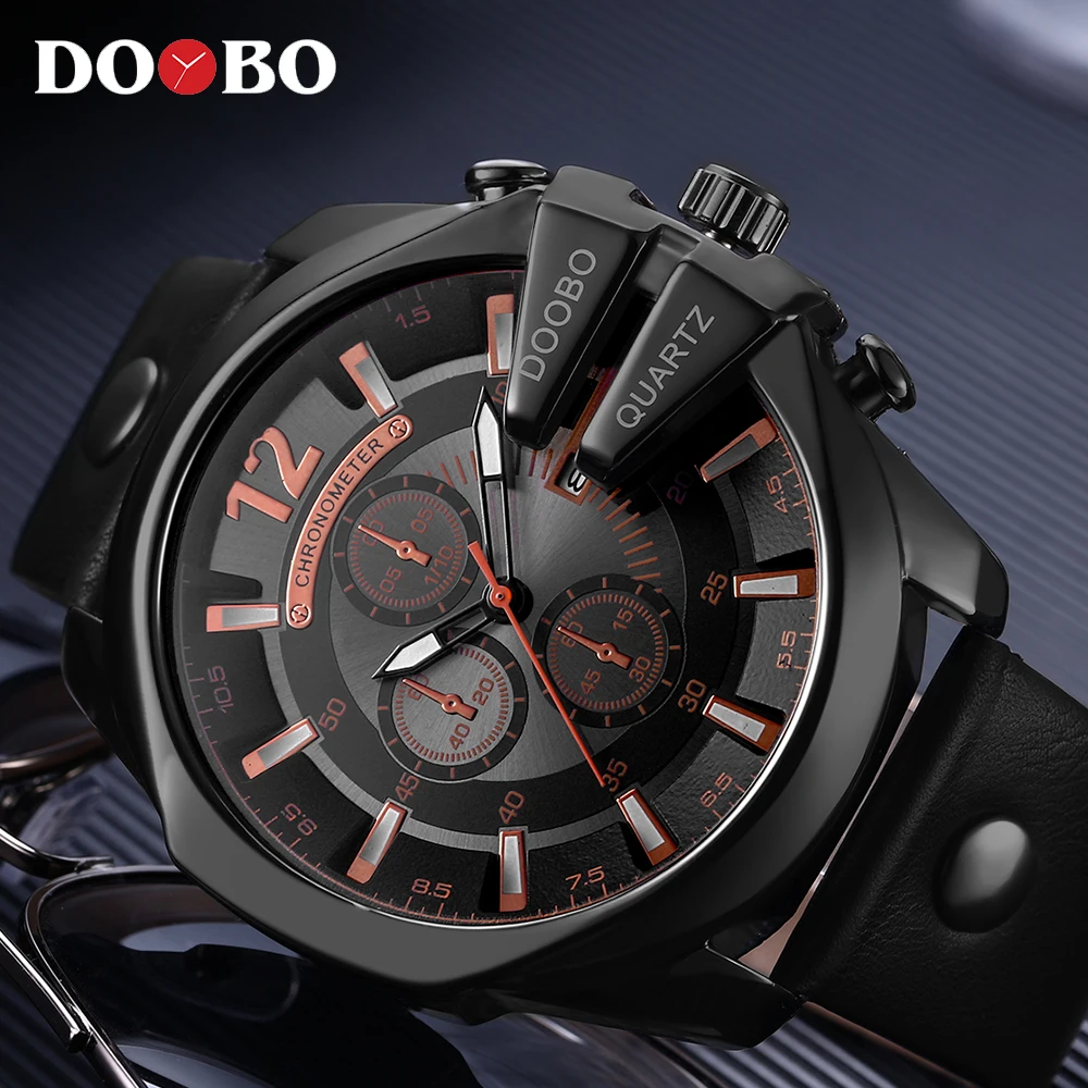 

Relogio Masculino Big Dial Men DOOBO Watches Top Luxury Brand Black Quartz Military Wrist Watch Men Clock Men's Sports Watch New