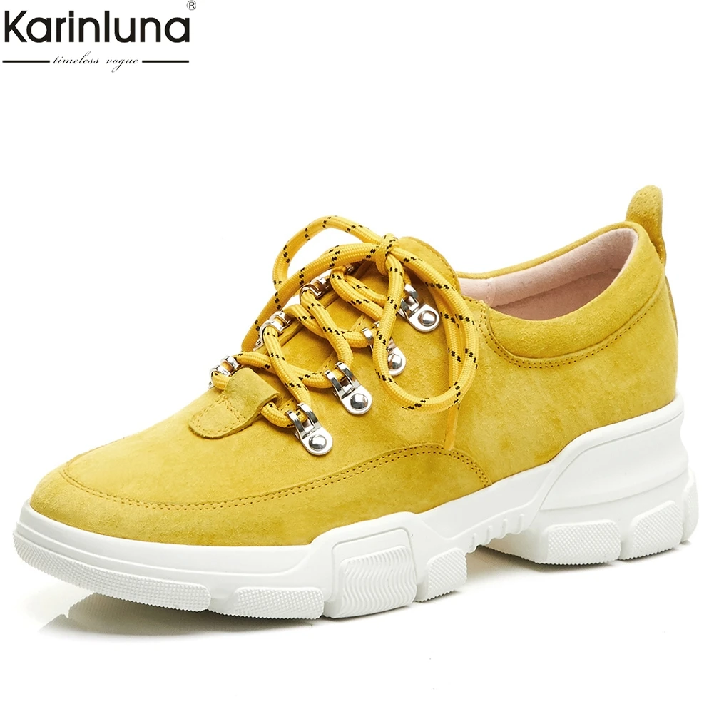 

Karinluna Hot Sale Size 34-40 leisure INS Sneakers Shoes Woman Spring Comfortable Lace Up Flat Platform Hot Sale Woman Shoes