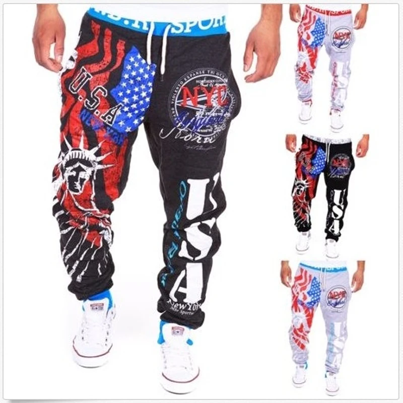 Free delivery 2017 explosion models sweatpants Italian flag print design casual pants