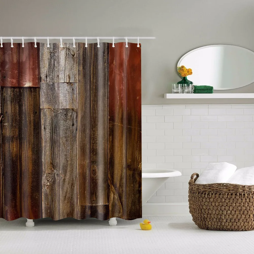 papa e mima legno stampato tende da doccia impermeabile poliestere tende bagno con ganci decorativi vasca