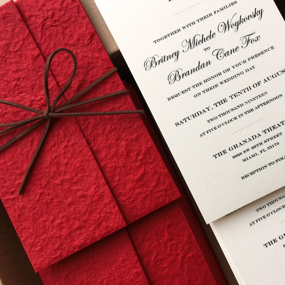 50 pcs Vintage Red Wedding Invitation