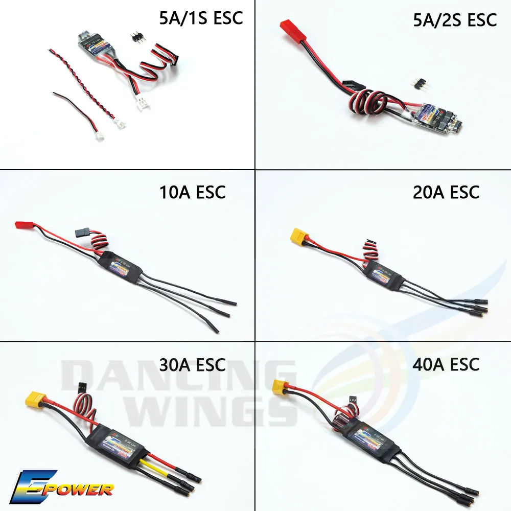 AEORC E Power ESC контроллер скорости двигателя 1s5a 2S5A 10A 20A 30A 40A бесщеточный для RC