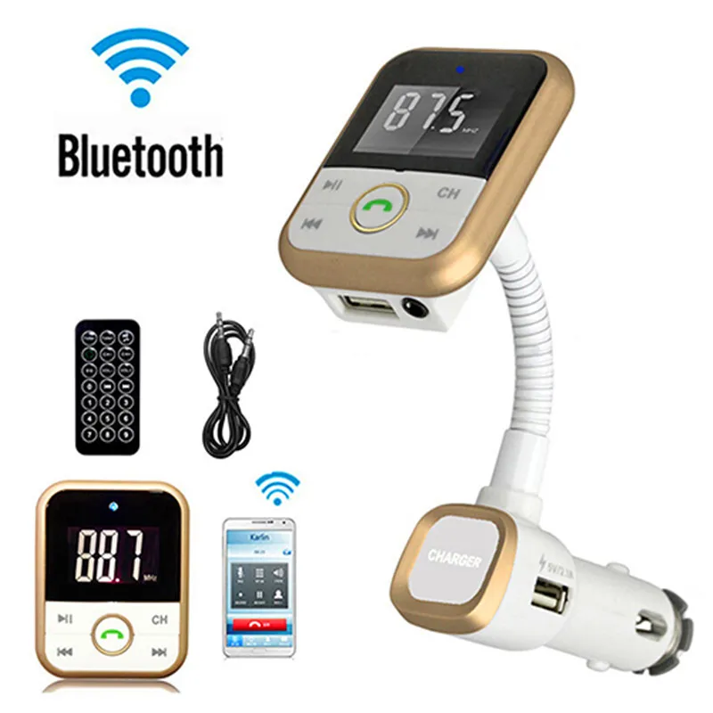 DOXINGYE New Wireless Bluetooth Car Kit FM Transmitter MP3 Player Dual USB Car Charger AUX SD for 12-24V Universal Car